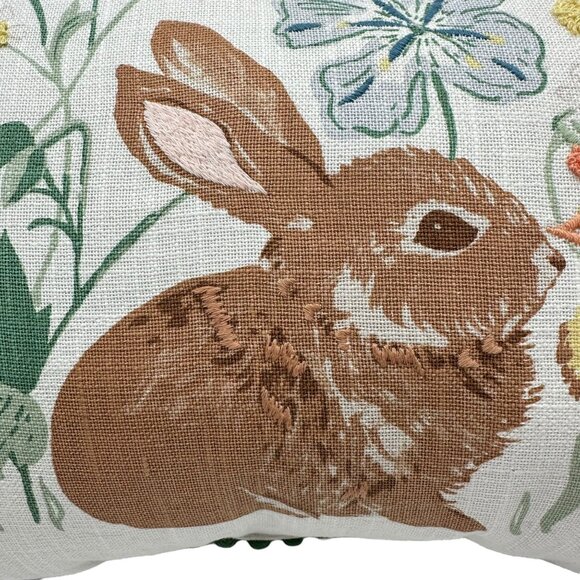 Threshold Bunny Chick Embroidered Pillow 100% Cotton Shell 19"x14" Spring Decor - Picture 3 of 16